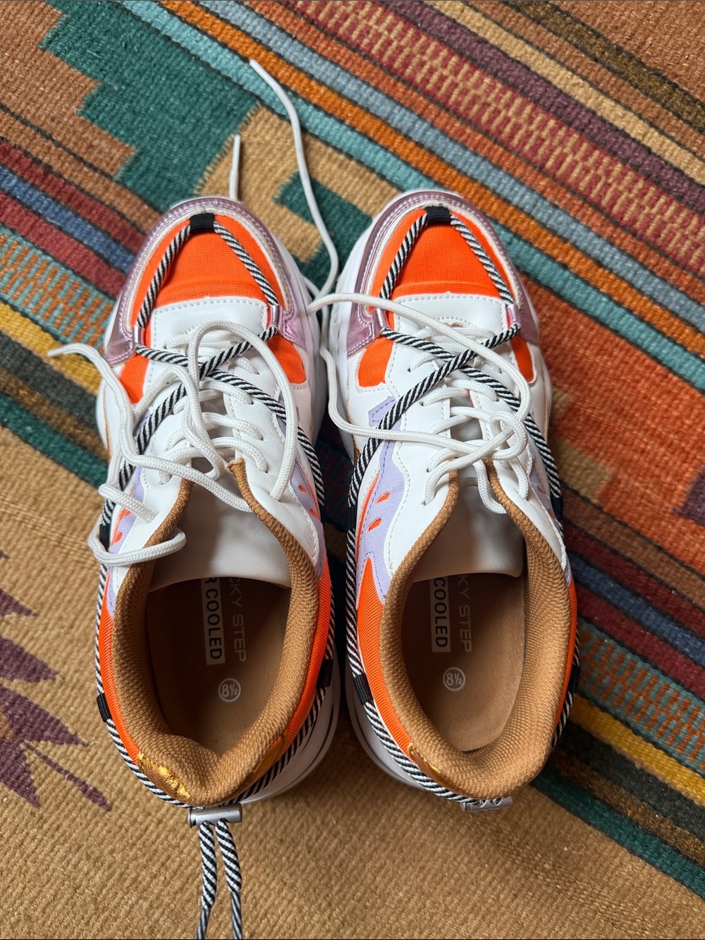 Chunky Women's Lucky Step Sneakers in Orange & White